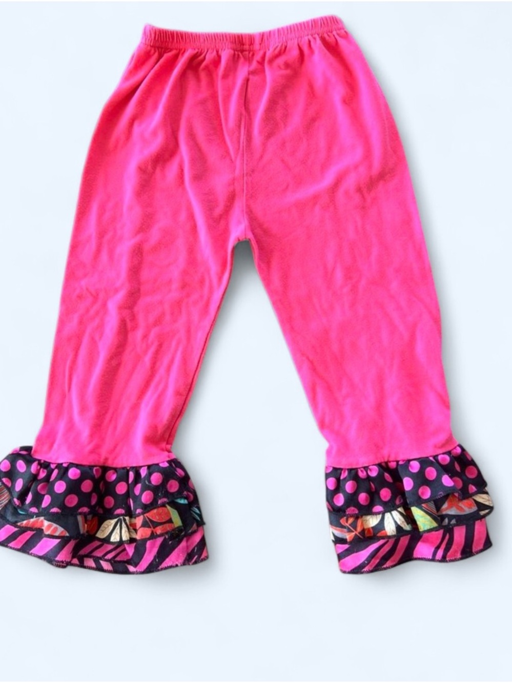 Pink Ruffle Hem Girls Pants - Picture 2 of 7